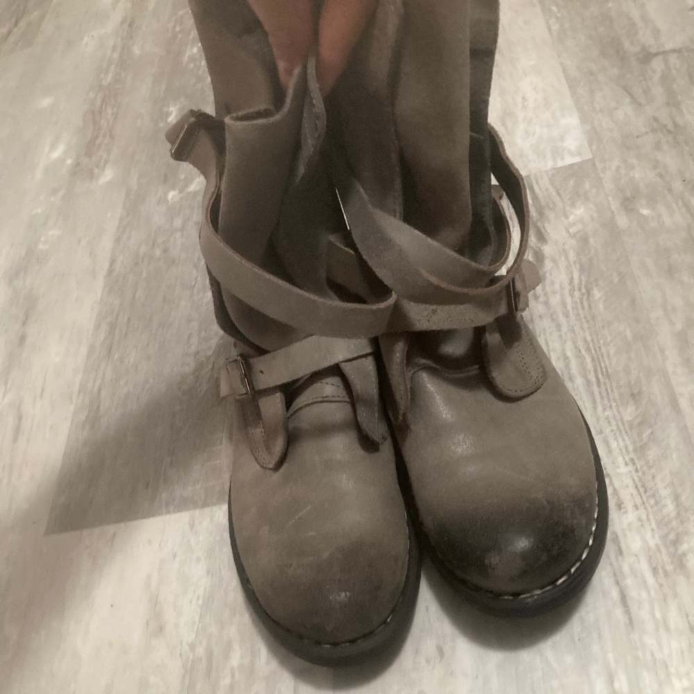 DIBA True Joyce Gray Leather Slouch Boot